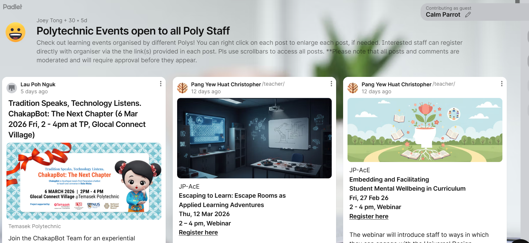 This is an image of the padlet link which shows a snippet of the padlet